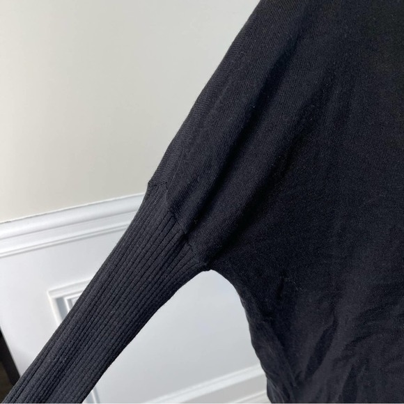 ATM raglan sleeves black ribbed button front sweater cardigan size medium - Picture 2 of 4